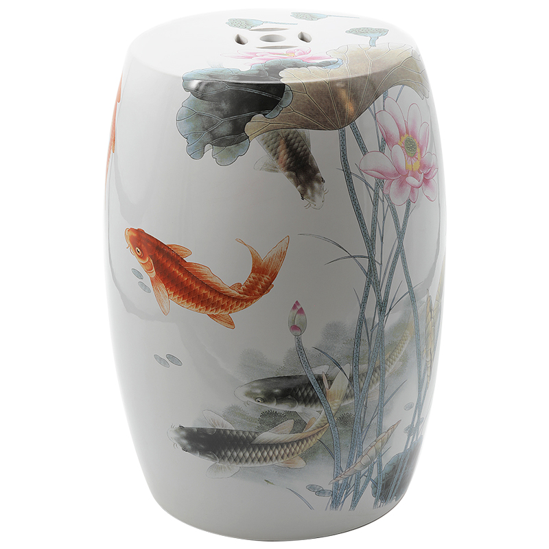 

Китайский керамический табурет с изображением рыбок Koya