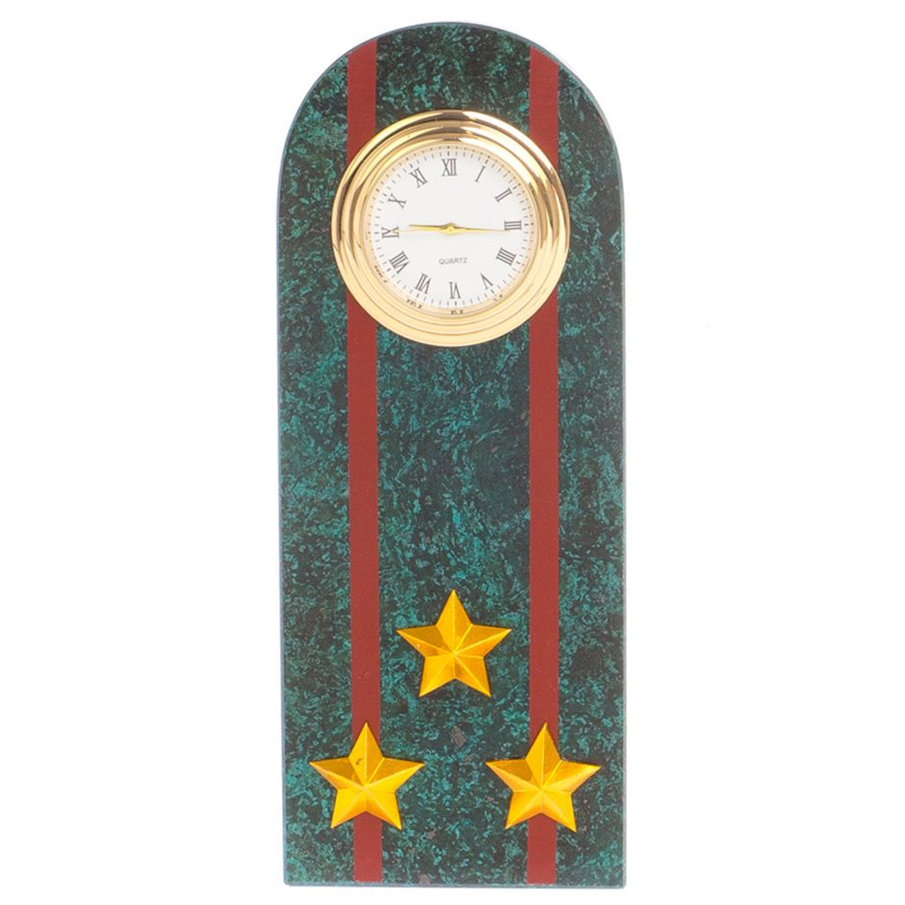 

Часы подарочные погон полковник МВД из натурального камня Змеевик Military Clock