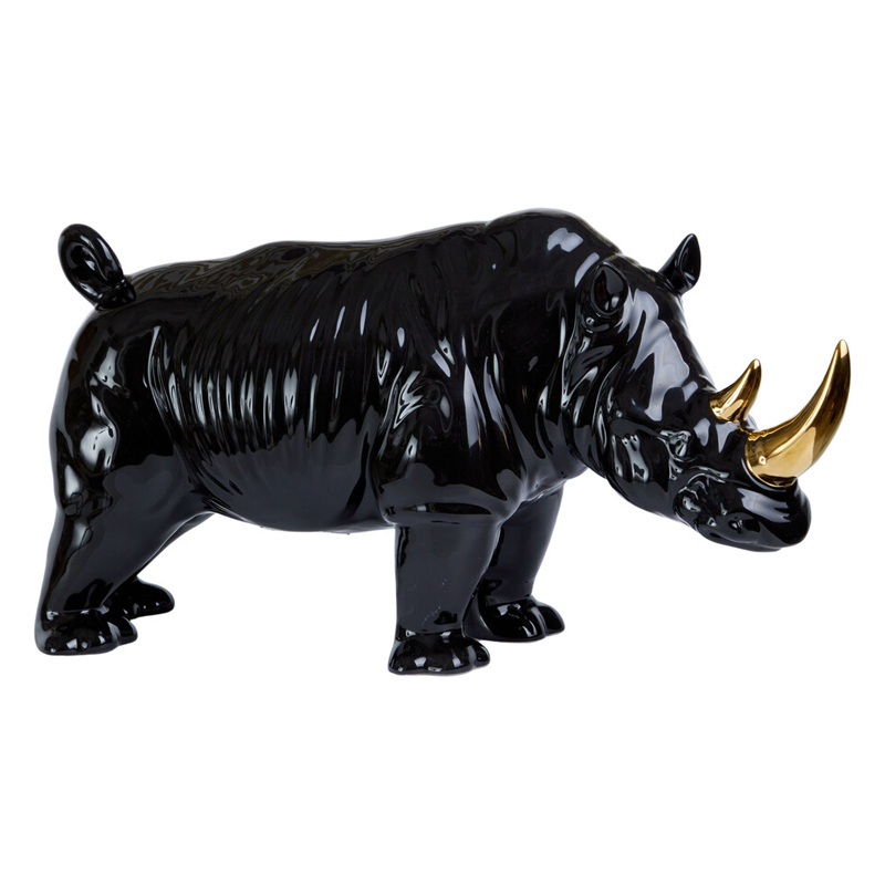 Статуэтка черный носорог с золотыми рогами Golden Horned Black Rhino Черный Золотой Статуэтка черный носорог с золотыми рогами Golden Horned Black Rhino Черный Золотой в Москве | Loft Concept