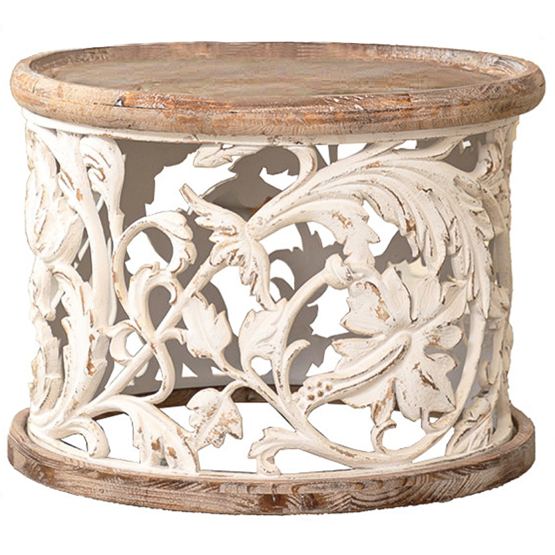 Кофейный стол Fleurette Provence Side Table 63 Древесина Белый Золотой Кофейный стол Fleurette Provence Side Table 63