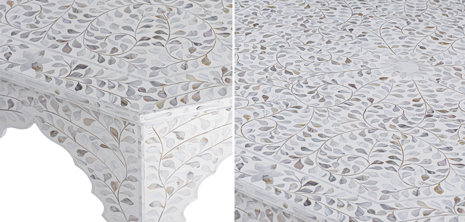 Стол кофейный отделка перламутр White Mother of Pearl Moroccan Стол кофейный отделка перламутр White Mother of Pearl Moroccan - Loft-Concept в Москве
