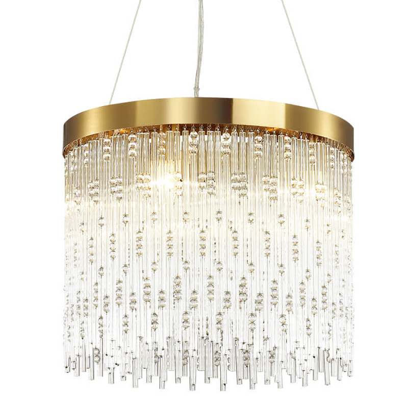 Люстра Hailstorm Rain Kerri Chandelier gold 45 Прозрачный (Transparent) Золотой в Москве | Loft Concept 