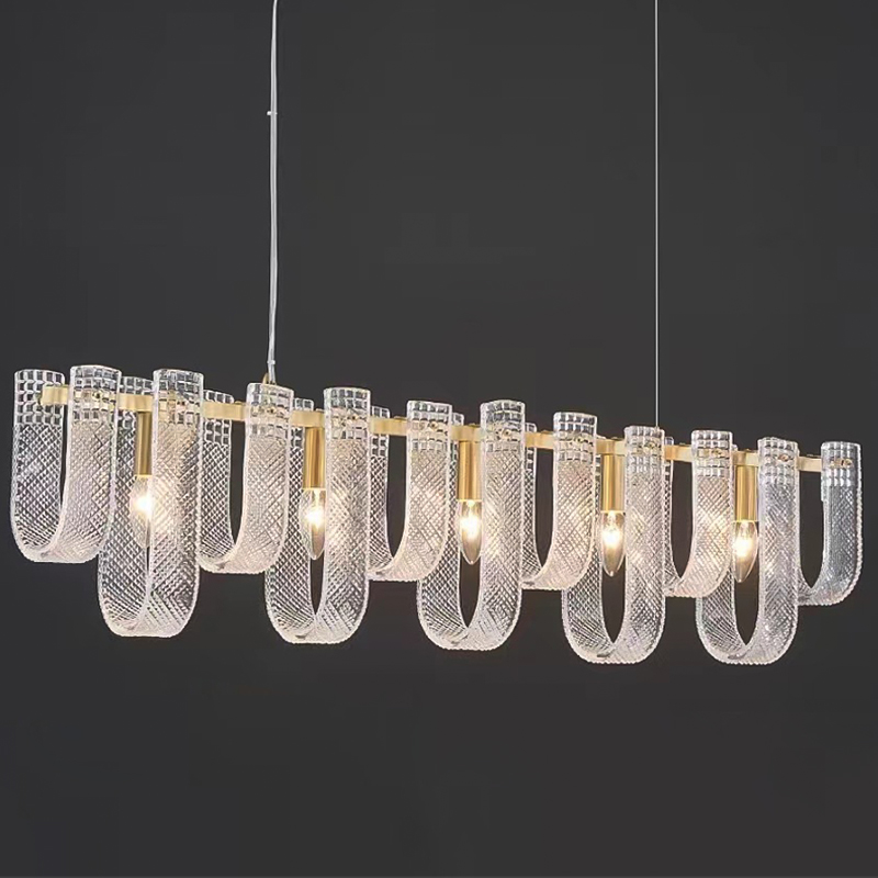   Prudence Textured Glass Linear Chandelier B      | Loft Concept 