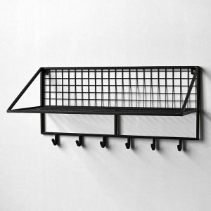 Вешалка с полкой Rhian Industrial Metal Rust Shelf Black