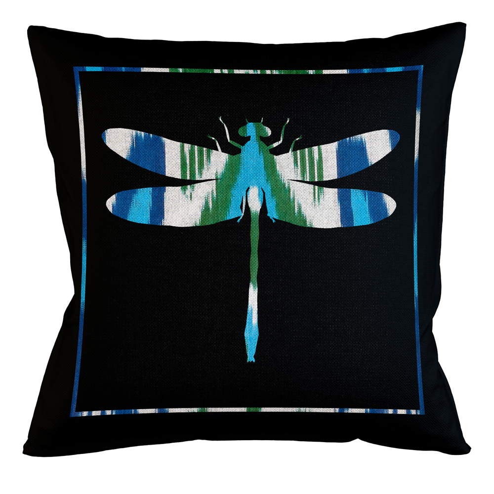 

Подушка декоративная стрекоза сине-зеленая Ikat Pattern