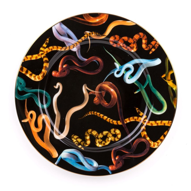  Seletti Porcelain Plate Snakes Gold Border    | Loft Concept 