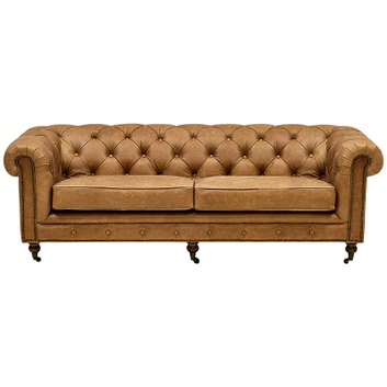 Диван Chesterfield Cinnamon Leather Sofa из винтажной кожи