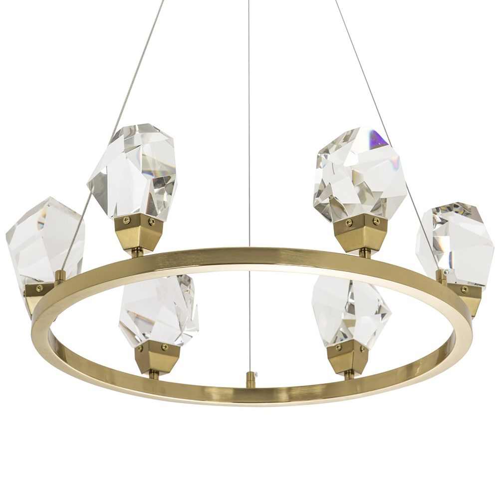 

Подвесная круглая люстра с хрустальными плафонами Esme Crystal Brass Ring Chandelier