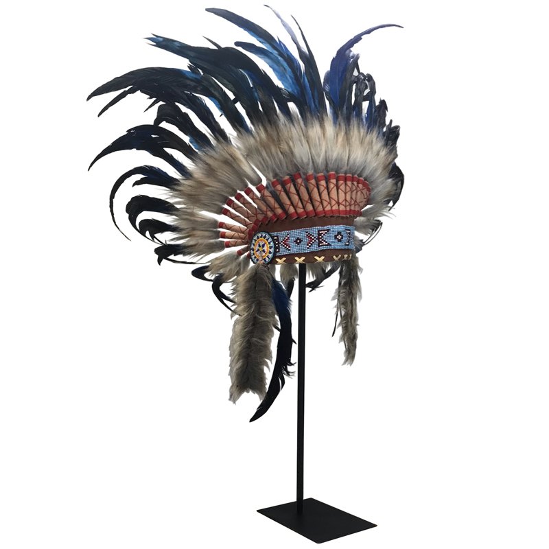 

War bonnet Индейский венец из перьев темно-синий