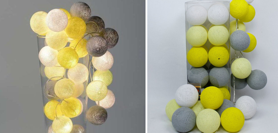 Гирлянда хлопковые фонарики Сotton Ball Yellow - Loft-Concept в Москве