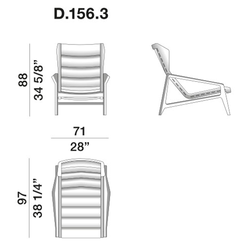 Дизайнерское кресло с подлокотниками из массива дерева Gio Ponti D.156.3 Armchair в Москве