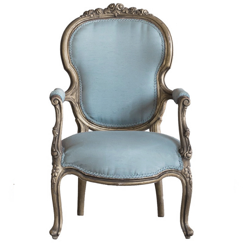 Кресло Arm Carved Chair  blue linen