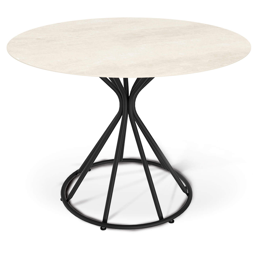 

Стол обеденный с круглой керамической столешницей песчаного цвета Sand Ceramics