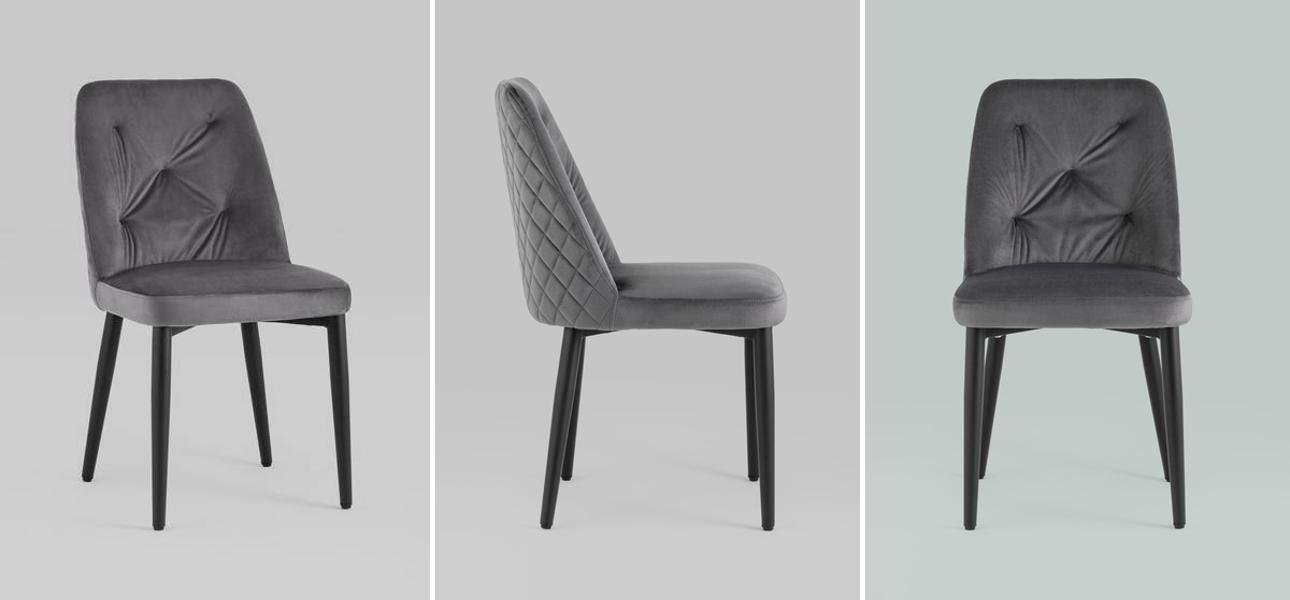 Стул Emma Chair Серый Велюр - фото