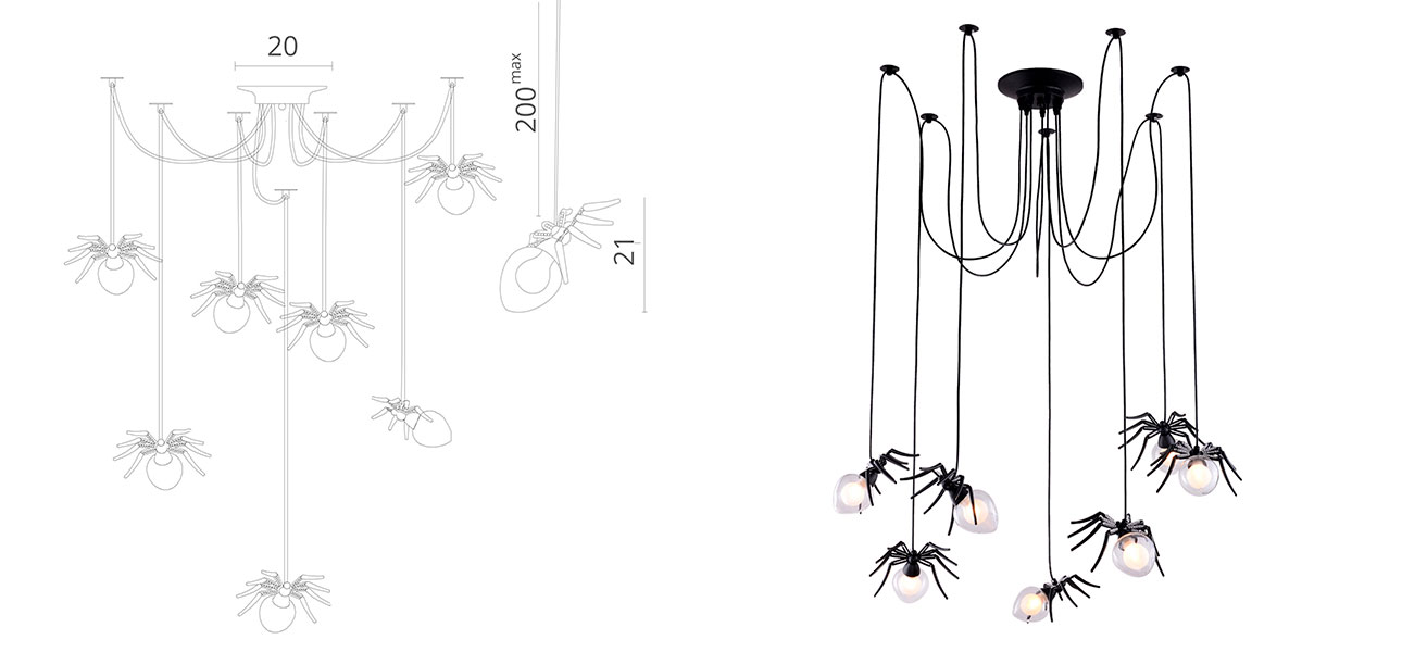 Люстра черная Паук Spiders lamp 7 - фото №1