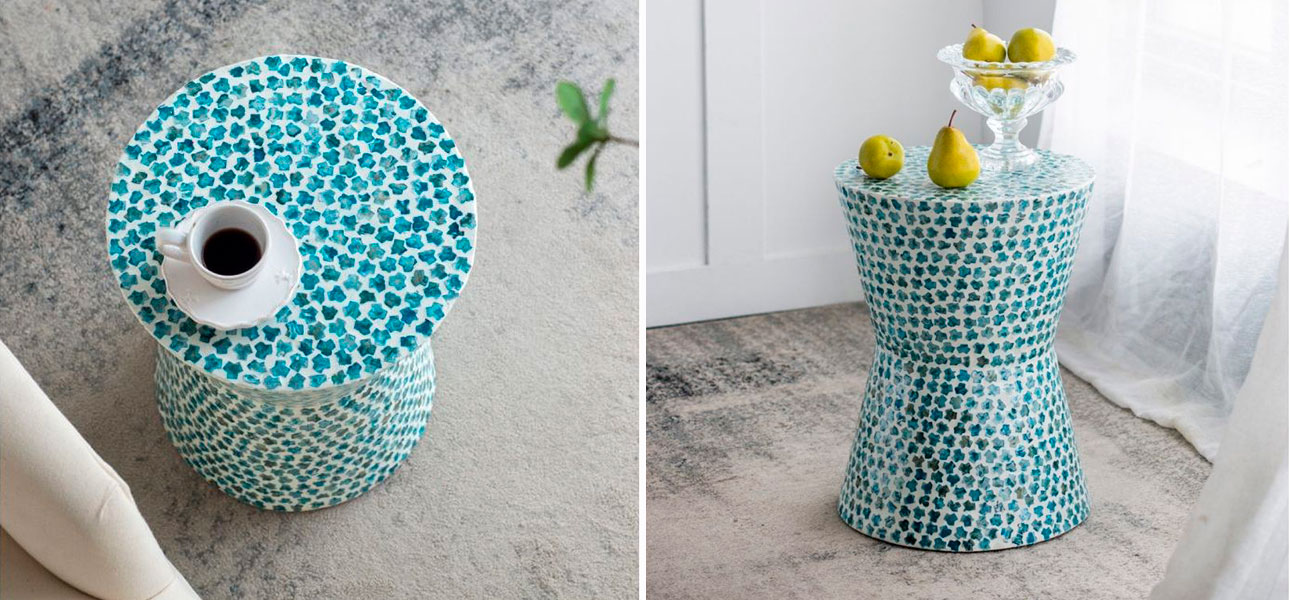 Столик круглый с инкрустацией Laura - фото