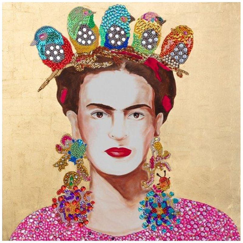  Frida with Little Birds Crown and Gold Leaf Background    | Loft Concept 