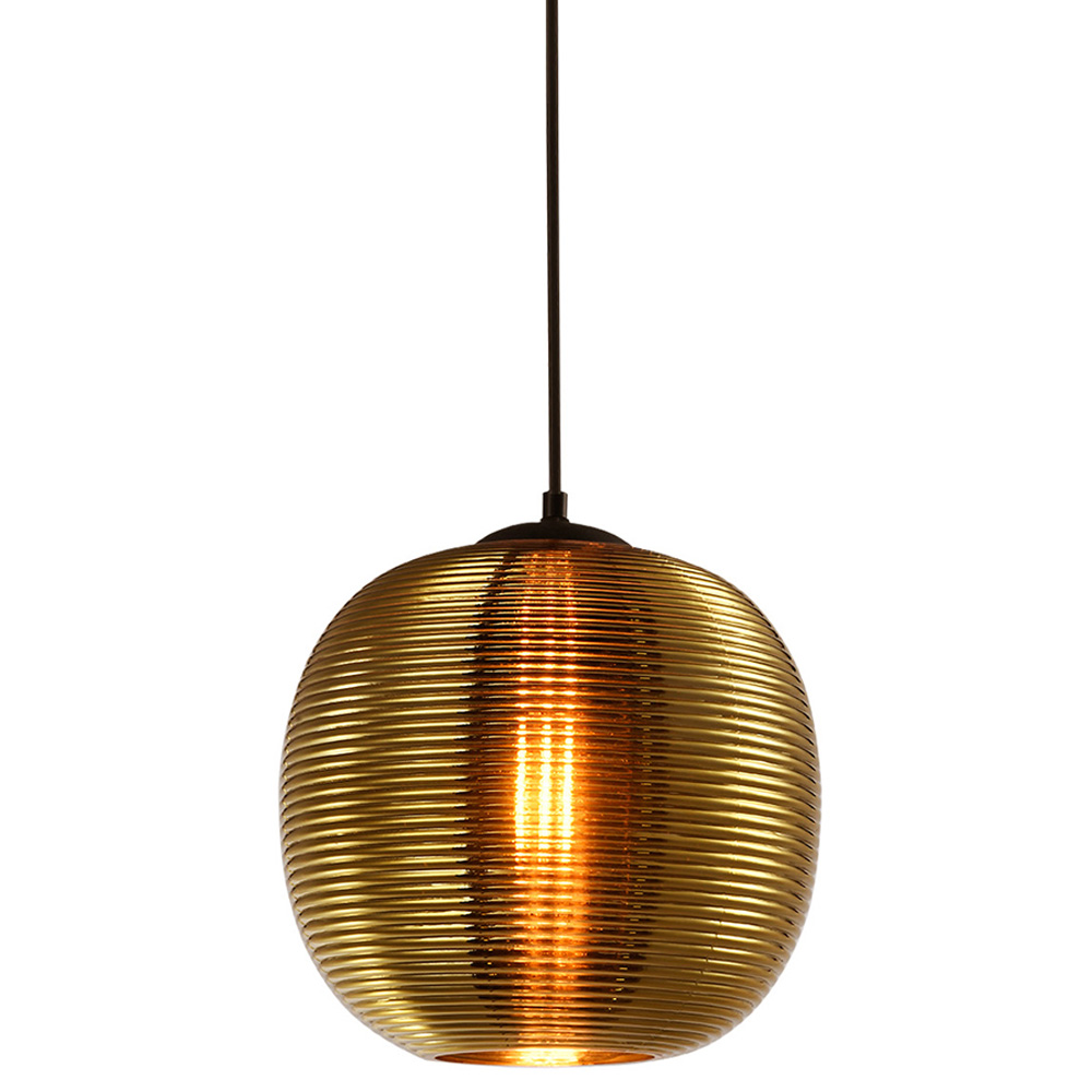 

Подвесной светильник со стеклянным рельефным плафоном золото Perforated Glass 25
