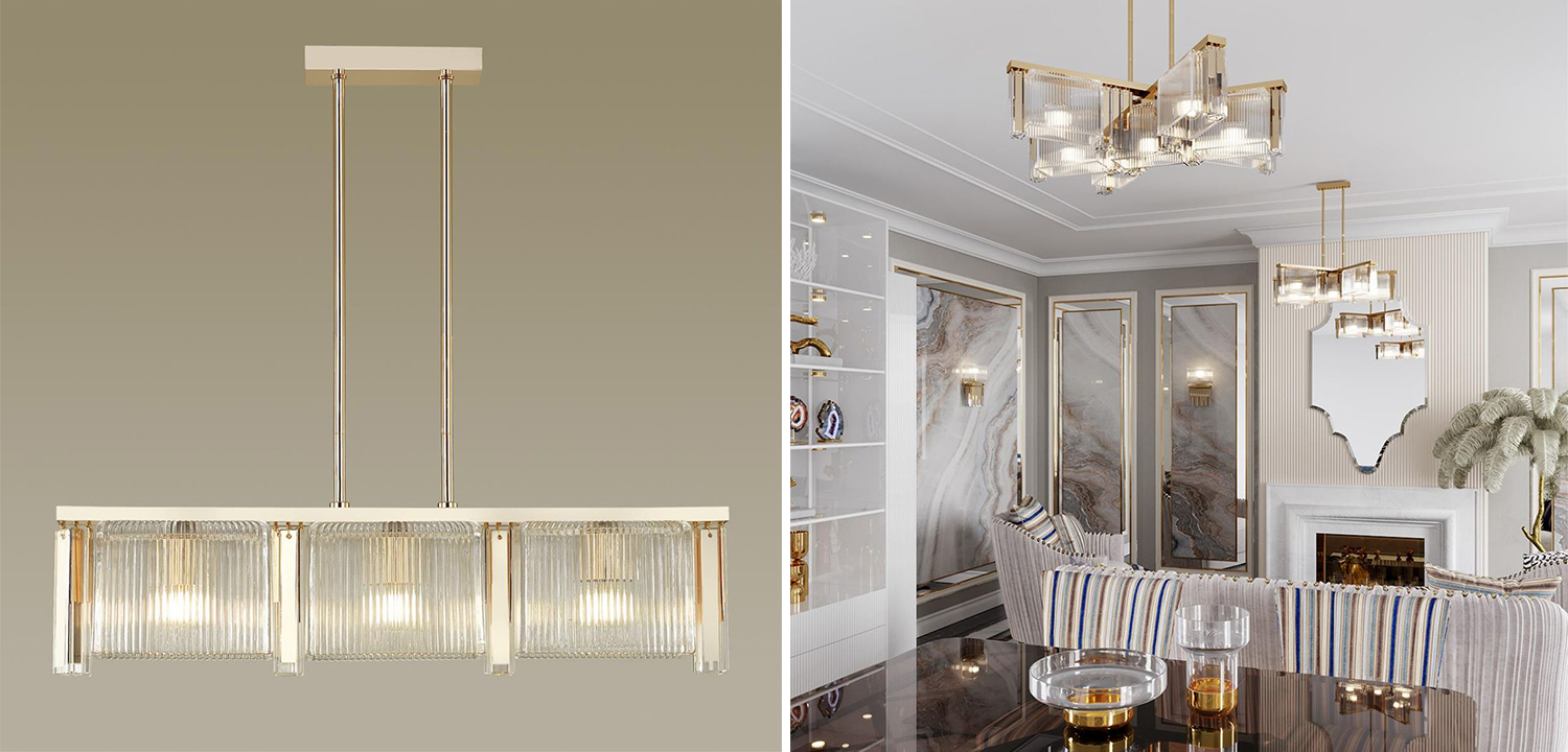 Люстра Madelen Gold Linear Chandelier - фото