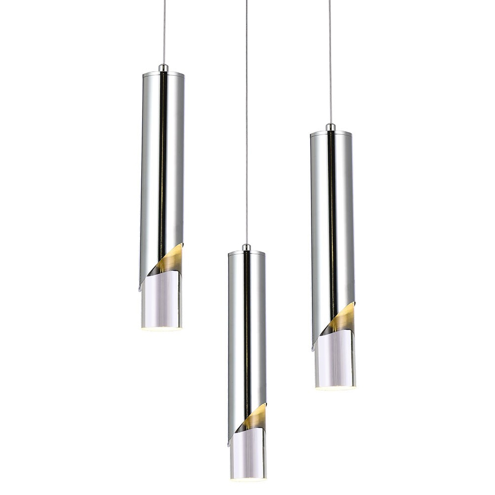 

Подвесной светильник Metal Acrylic Tube Trio Chrome Hanging Lamp