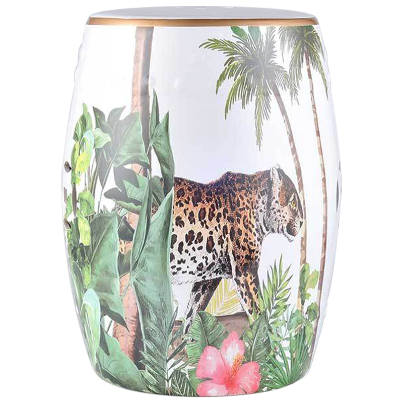   Leopard Tropical Animal Ceramic Stool White      | Loft Concept 