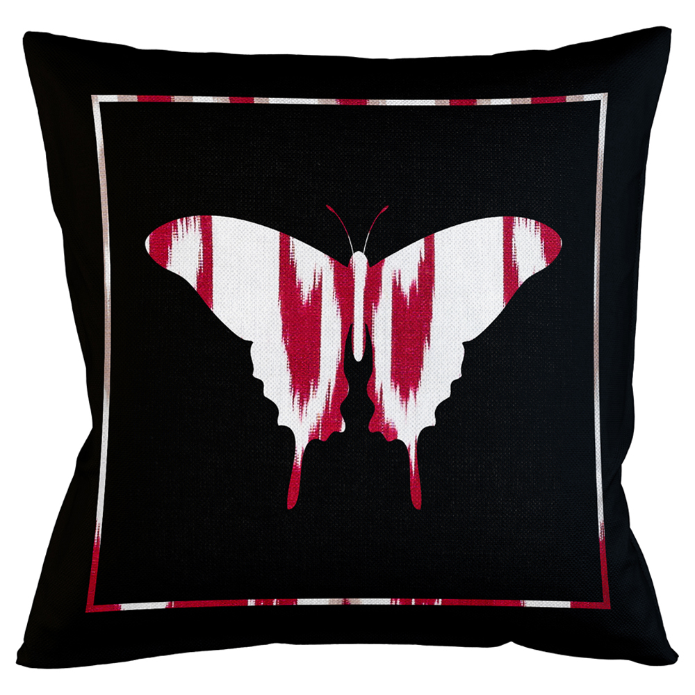 

Подушка декоративная бабочка с красным узором Ikat Pattern