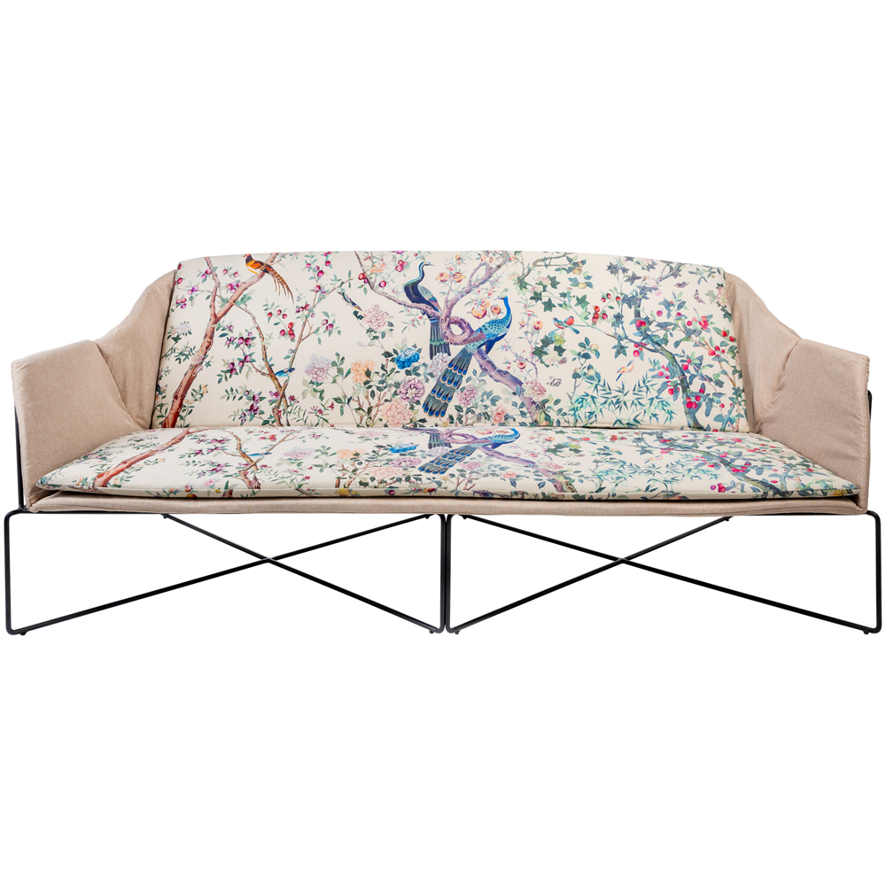 

Трехместный диван на металлическом каркасе с цветочным принтом в стиле шинуазри Chinoiserie Birds on a Tree Sofa