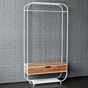 Рейл с выдвижным ящиком Ewing White Industrial Metal Rust Clothes Rail
