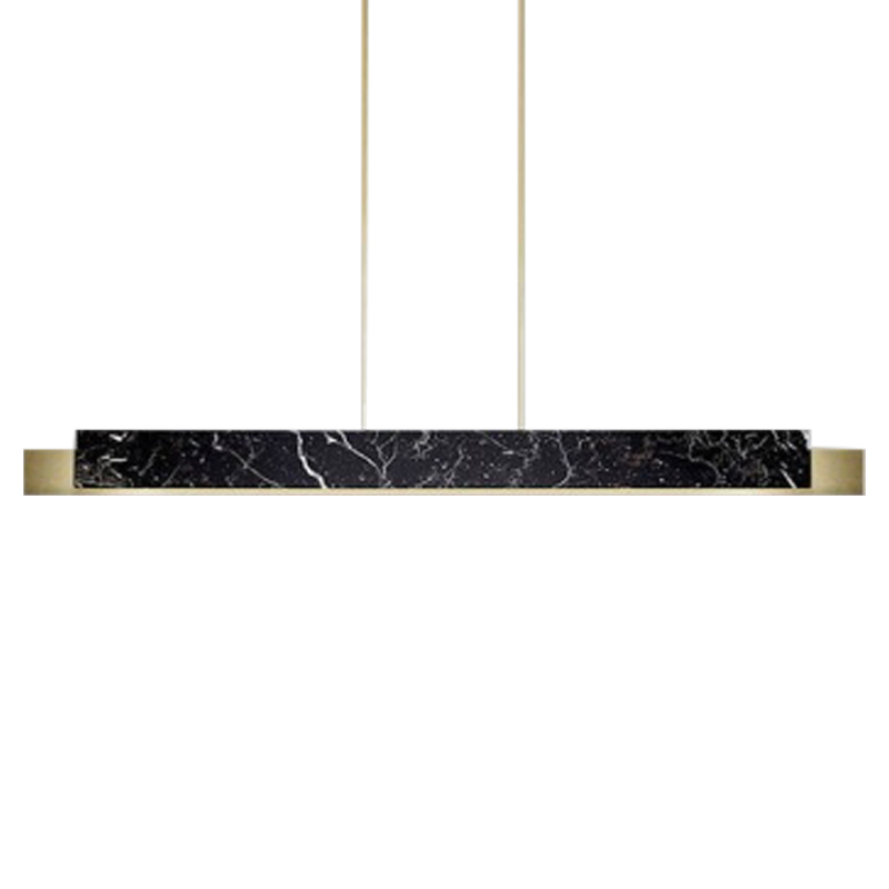  Leonce Marble Linear Chandelier Brass   Nero    | Loft Concept 