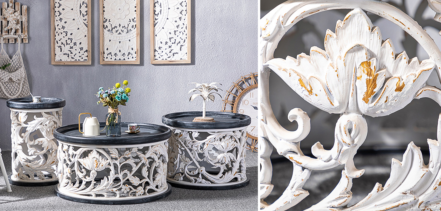 Приставной стол Fleurette Provence Black White Side Table 42 - фото