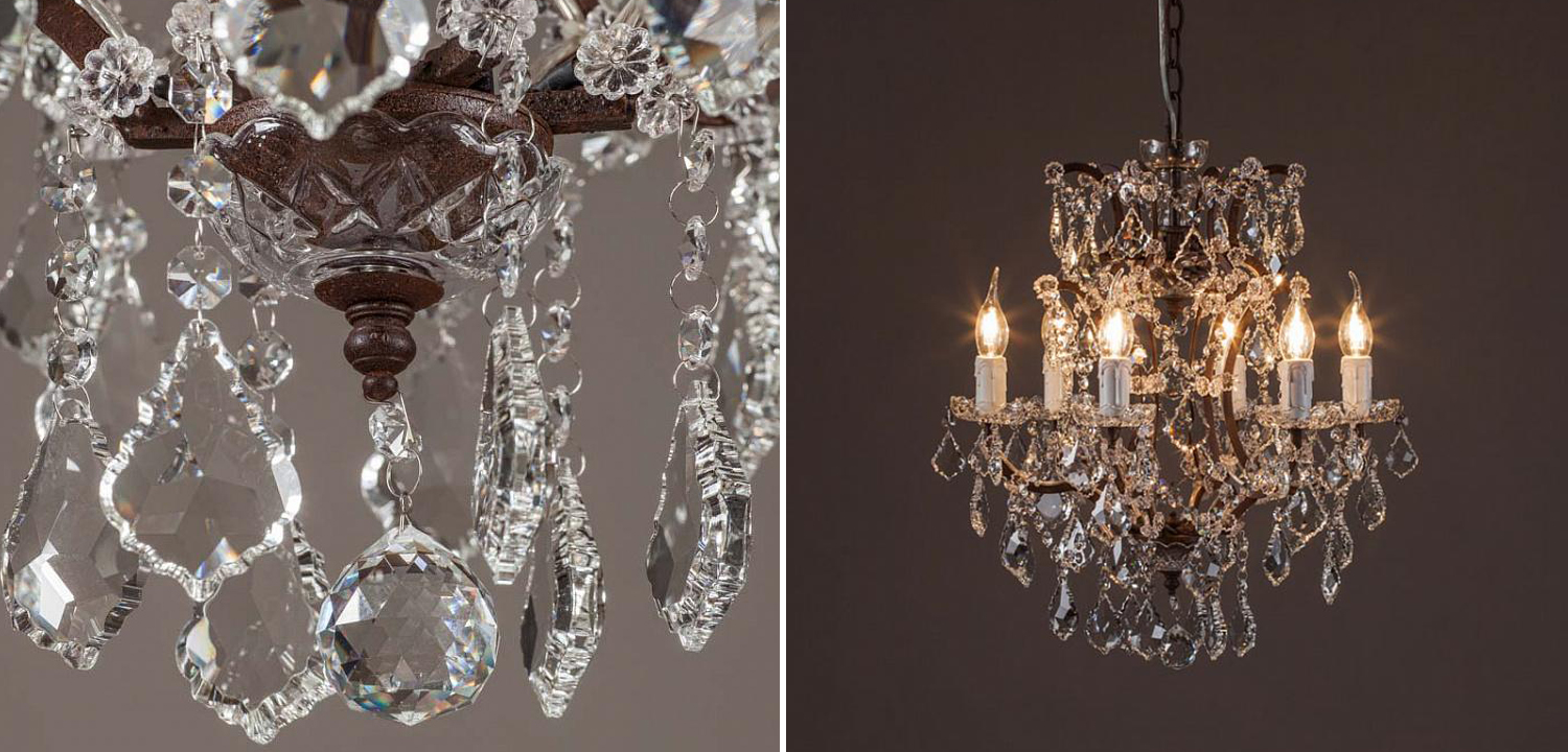 Люстра 19th c. Rococo IRON & CLEAR CRYSTAL Brown Chandelier 6 - фото