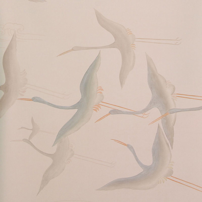    Cranes Scroll Original colourway on Rose Shadow metallic silk    | Loft Concept 