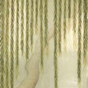 Обои ручная роспись Willow Original colourway on Champagne Gold gilded paper