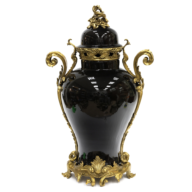 Большая ваза Selenia Black Vase Bronze Patterns Черный Бронза в Москве | Loft Concept 