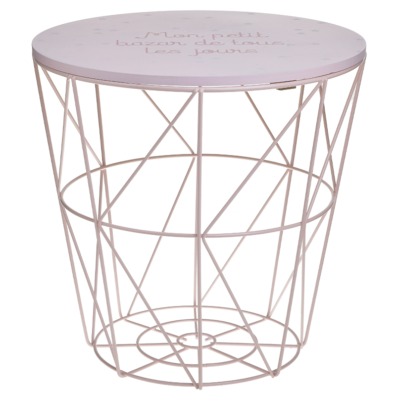 

Круглый приставной стол-корзина Pink Wire Basket Side Table