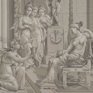 Обои ручная роспись Cupid & Psyche Terre Fonc?e on scenic paper