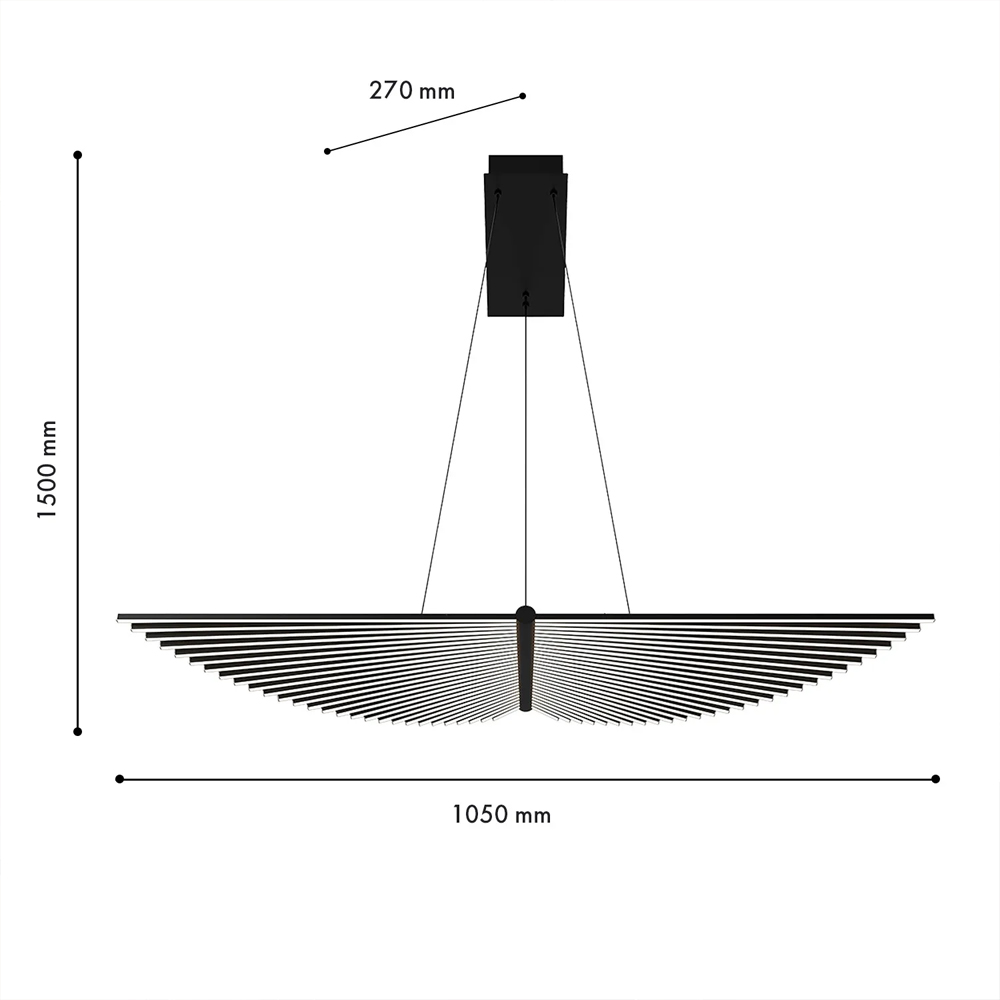 Люстра в виде распахнутых крыльев из тонких металлических планок Flight of Freedom в Москве