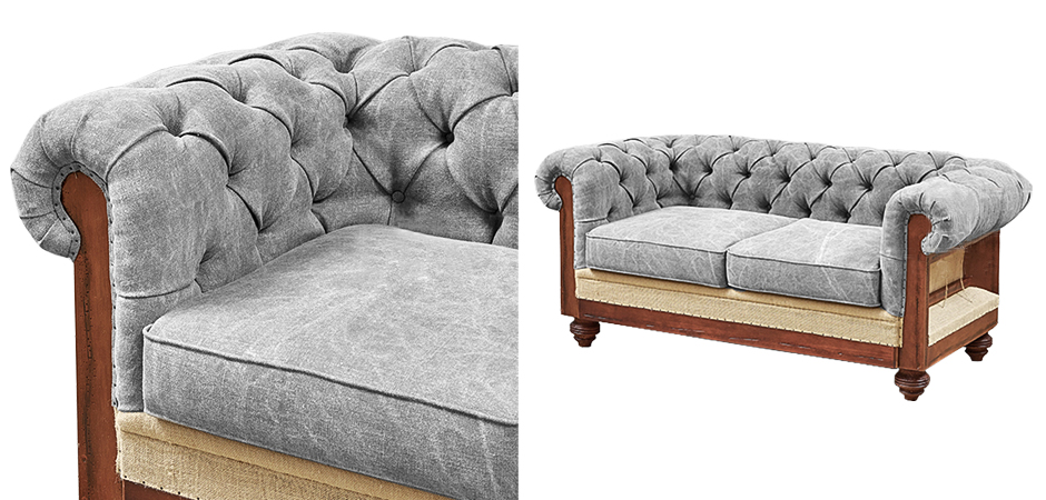 Диван Deconstructed Chesterfield Sofa double Gray - фото
