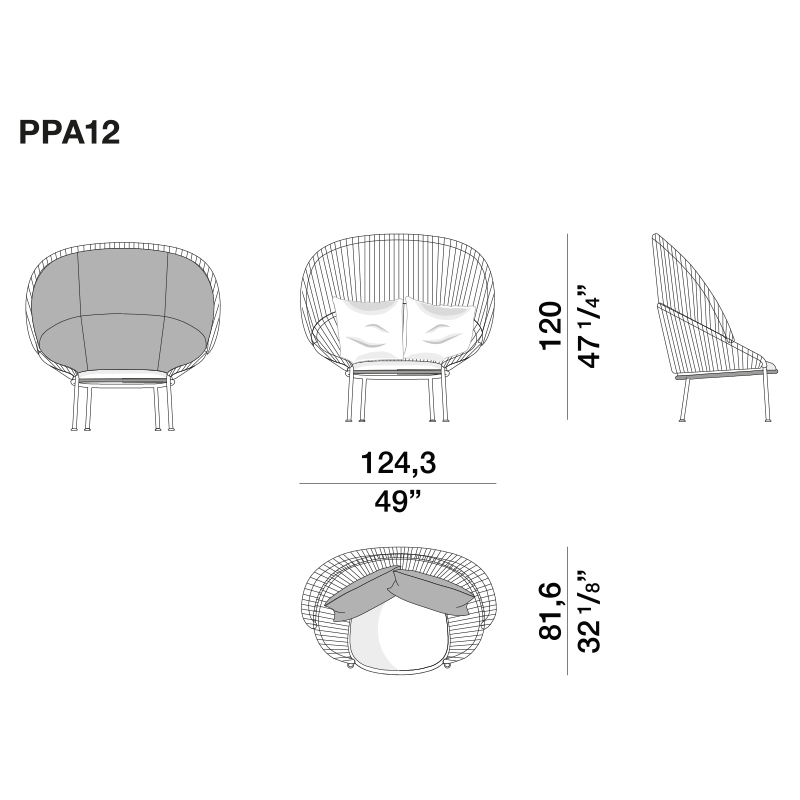 Дизайнерское уличное кресло с веревочной спинкой PETALO Armchair в Москве