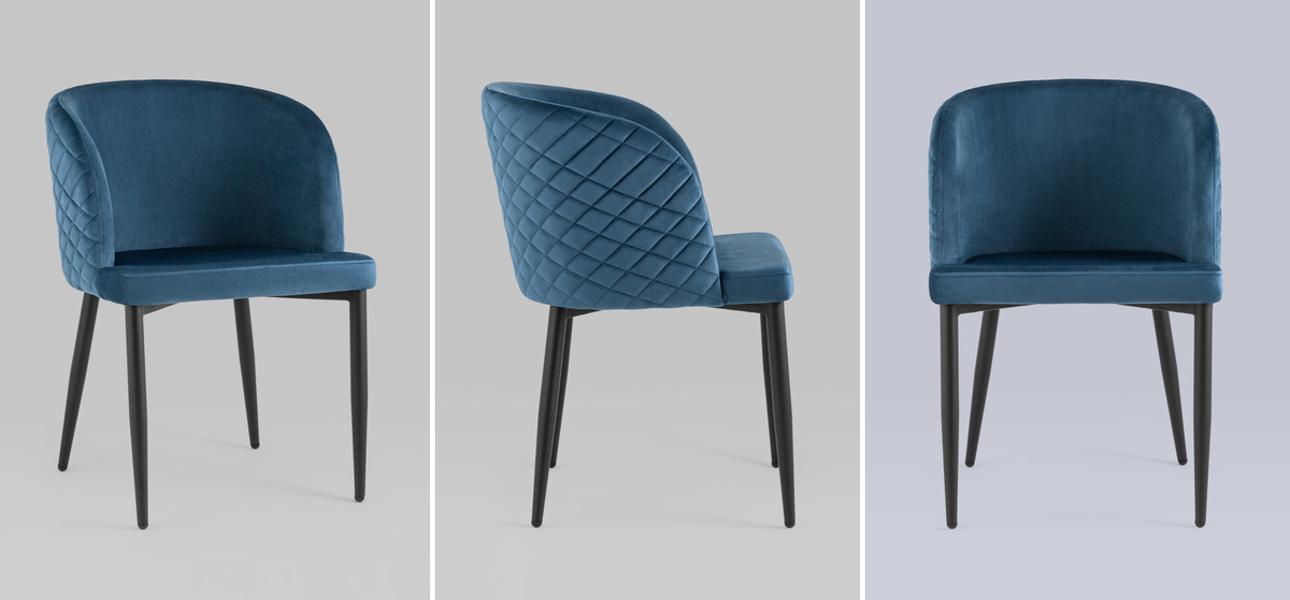 Стул Oscar Chair Синий Велюр - фото