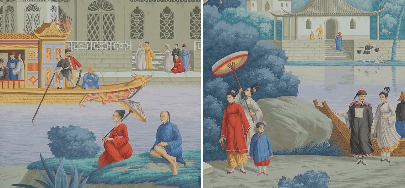 Обои ручная роспись Procession Chinoise Charvet on scenic paper - фото