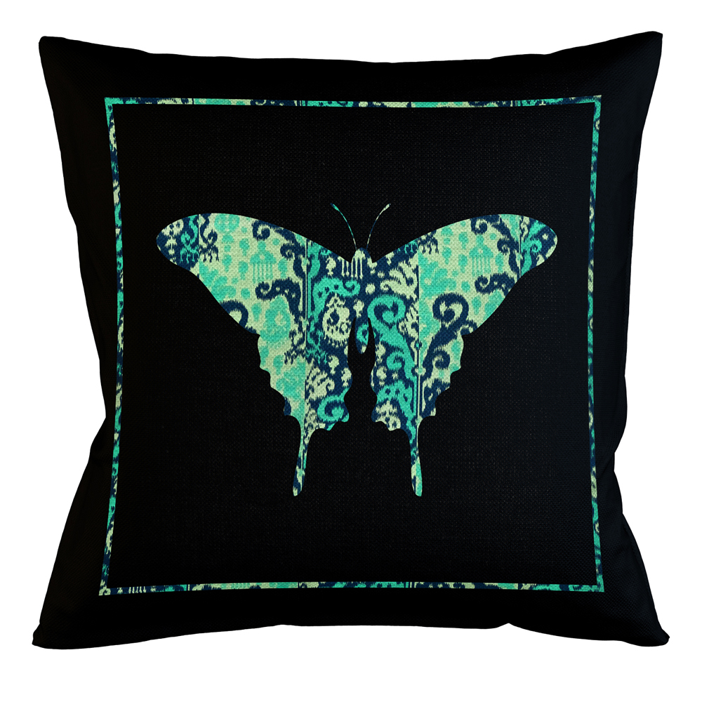 

Подушка декоративная бабочка с бирюзовым узором Ikat Pattern
