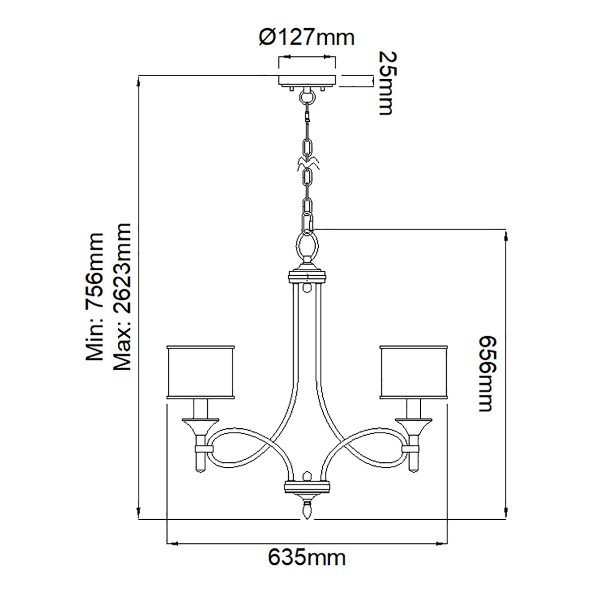 Люстра с белыми тканевыми абажурами в прозрачных стеклянных цилиндрах Kichler в Москве