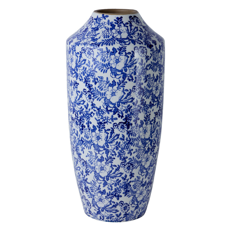 Ваза с синим цветочным узором Blue & White Ornament Белый Синий Ваза с синим цветочным узором Blue & White Ornament Белый Синий в Москве | Loft Concept