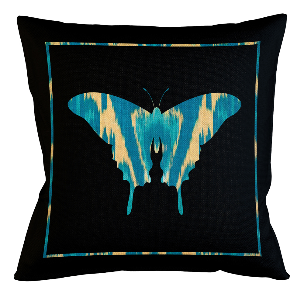 

Подушка декоративная бабочка бирюзово-жёлтая Ikat Pattern