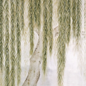 Обои ручная роспись Willow Original colourway on Tarnished Silver gilded paper