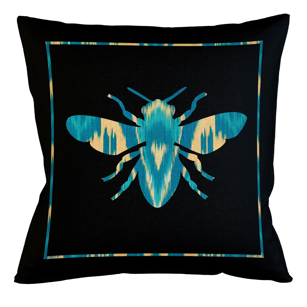 

Подушка декоративная пчела бирюзово-жёлтая Ikat Pattern