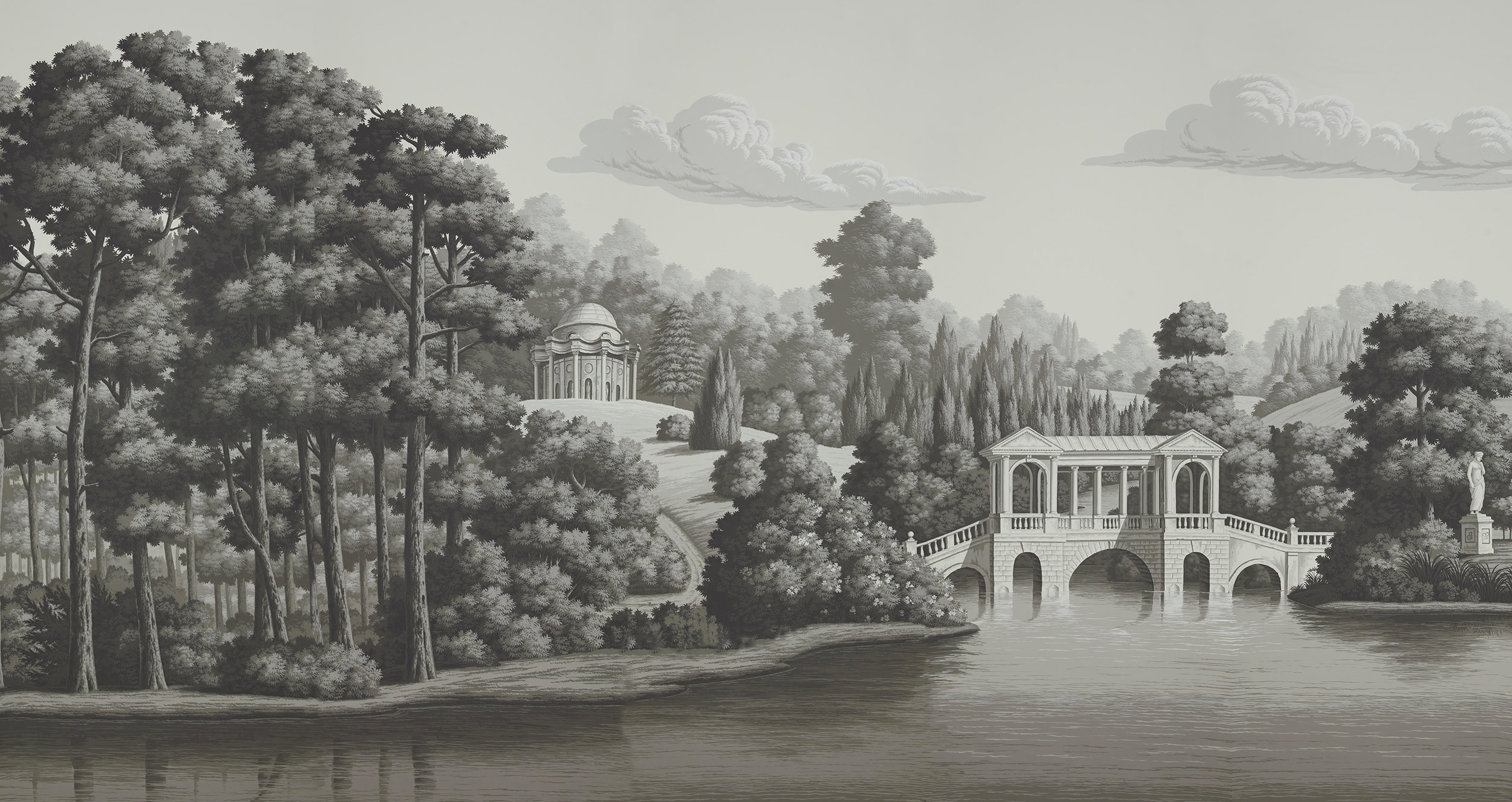 Обои ручная роспись English Landscape Eau Forte on scenic paper - постер Loft-Concept