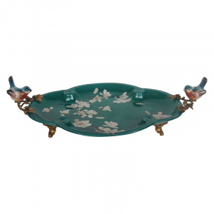 Поднос зеленый с фигурками птиц Bird