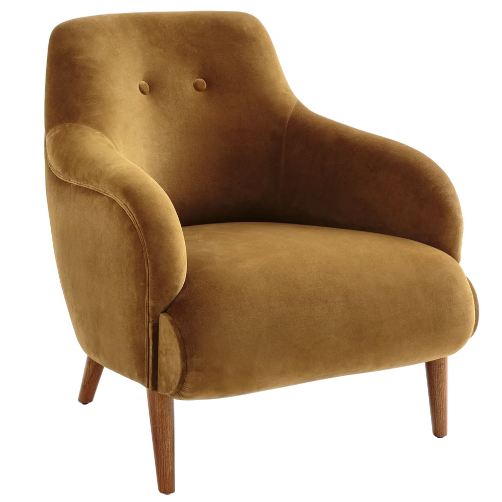 

Кресло велюровое золотистого цвета Diaspro Gold Armchair